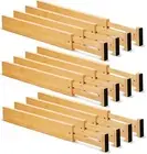 Sawysine 12 Pcs Bamboo Drawer Dividers Adjustable Natural Color