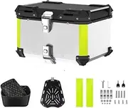 Motorbike Storage Aluminum Motorcycle Trunk Helmet Box Universal Tail Box Top Box Travel Motorcycle Rear Luggage Cases Toolbox(Silver-80L)