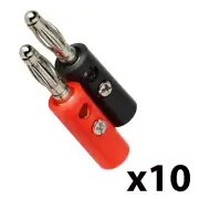 Banana Plug Speaker Connectors (20 Pack, 10 Red, 10 Black)