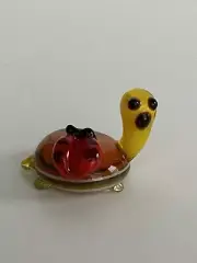 Miniature Turtle with Ladybug Collectible Glass Figurine