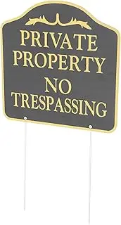 Kisangel No Trespassing Sign Warn House Sign Background Residence Metal Hunt Surveillance Aggressive Stake No Soliciting Yard Sign Indoor Front Decor Aluminum Black