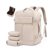 GGP Light Pink 40L Large Capacity Travel Business Backpack With Expandable Compartments, Including 2 Toiletry Bags And Shoe Bag Durable Oxford Fabric