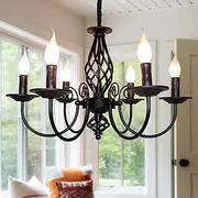 Jaycomey French Country Chandelier,Vintage Candle Chandelier,6 Lights Farmhouse Pendant Light Fixture for Kitchen Island,Dining Room,Living Room