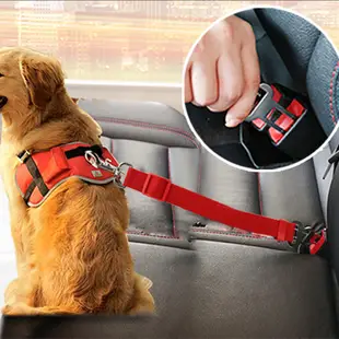 寵物汽車安全帶 寵物車用安全帶 車用安全扣 汽車可伸縮調節安全帶 牽引帶 狗狗車載固定 寵物安全帶