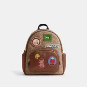 Coach X Peanuts Court Backpack In Signature Canvas With Patches