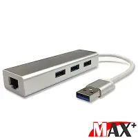 在飛比找Yahoo奇摩購物中心優惠-Max+ USB3.0 to RJ45千兆高速網卡+3埠HU