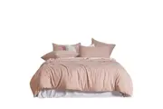 Cleverpolly Washed Microfibre Quilt Cover Set (Pink King) Quilt Covers