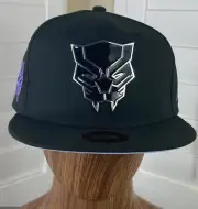 Lids Exclusive Marvel Black Panther Metal Logo Fitted Hat, Size 7 3/8, NWT