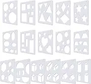 Outus 16 Pieces Kids Drawing Stencils Basic Shape Plastic Drawing Stencil Template Geometry Shape Reusable DIY Painting for Kids Girls Boys Gifts Home Classroom Crafts
