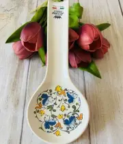 Azzurra Ceramiche by Ceramica Cuore White Colorful Floral Ceramic Spoon Rest
