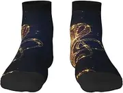 [JBYJBX] Gold Musical Note With Shiny Star Print Adult Socks Womens Mens Workout Thermal Cozy All-Season Gift Holiday Articles