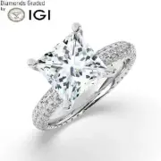 Princess Solitaire Labgrown Diamond Engagement Ring Platinum 6.10 Ct