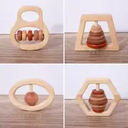 Beech Teether Handheld Rattle Baby Chewing Toy Toddler Handbell Gift