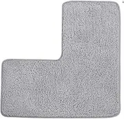 Solid Color Thicked Flannel L-Shaped Bath Mats Memory Cotton Floor Mat for Bathroom Absorbent Door Mat Home Decoration(Gray)