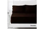 Hotel Living 250TC Polyester Cotton Fitted Sheet Set Chocolate Single