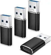 4 Pack USB to USB C Adapter for iPhone 16 Charger Adapter,USB A Male to USB C Female 3.0 OTG Adapter,Fast Charge and Sync Converter for Apple Watch Series 10,iPhone 15 13 14 12 Pro Max