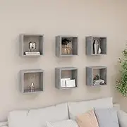 Wall Cube Shelves 6 pcs Concrete Grey 26x15x26 cm Floating Storage Home Decor