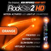 ORANGE ROCKSTIX MOTION ACTIVATED LED LIGHT UP DRUMSTICKS DRUM STICKS (FIRESTIX)