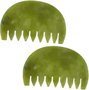 Ipetboom 2pcs Natural Jade Massage Combs for Head Comfortable Hair Care Tools for Muscle Tension Relief Lightweight and Portable Scraping Board for Home Use
