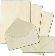 50 x Letter Paper Set DIN A4 with DIN Long Envelopes, Wet Adhesive, Chamois Marbled (Cream) - Matte Writing Paper with Envelopes - FarbenFroh by Gustav Neuser
