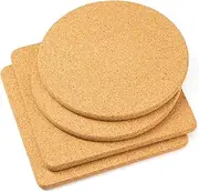 Cork Trivets for Hot Dishes, Pot Holder 4 Pack 8 Inch, Heat Resistant Board, Pads for Table and Countertop, Thick Coasters for Drinks