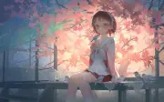 Anime girls pointy ears birds gles brunette brown Playmat Game Mat Desk
