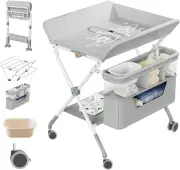 XIULIUU Baby Changing Table, Folding Baby Changing Table, Infant Care Station...