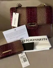 Brahmin Pomegranate Harkness Leather Purse and Ady Wallet (2 Pieces)