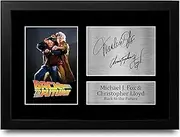 HWC Trading FR Back to the Future Gifts A4 Printed Autograph Signed FRAMED Michael J Fox Gift Christopher Lloyd Print Photo Picture Display