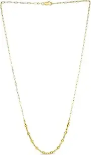 [JewelryWeb] 14k Yellow Gold Pallina Bead Necklace Paperclip Chain With Lobster Clasp 46 Centimeters Chain-Necklace for Women and Men