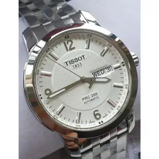 TISSOT PRC200 Automatic 白色面錶盤 銀色不鏽鋼錶帶 男士 自動機械錶 T014430110370