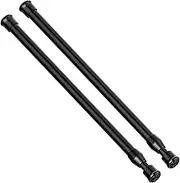 2PCS Small Tension Rods 12 to 20 Inches, Small Tension Curtain Rod No Drill, Short Spring Rod Black Rods Adjustable Spring Curtain for Window, Closet, Kitchen, Doorway tens