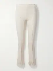 [HIGH SPORT] HIGH SPORT - Louis Fringed Cotton-blend Jacquard Straight-leg Pants - Ivory - small small Ivory