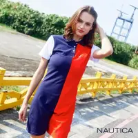 在飛比找momo購物網優惠-【NAUTICA】女裝 撞色拼接短袖連身裙(紅藍)