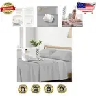 Breathable 500 Thread Count Light Grey Stripe Cotton Sheets for Adjustable Beds