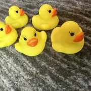 Mini Rubber Ducky 5pcs Float Duck Baby Bath Toy Shower Bath Party Yellow Squeak