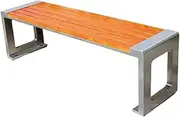 Garden Bench Stainless Steel Frame Zigzag Wooden Seat Plate Outdoor Bench Courtyard Outdoor Bench(Large)