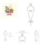 Borosilicate Glass 1000 ml Heavy Wall Conical Separatory Funnel with 24/29 Jo...