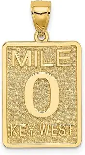 [JewelryWeb] 14ct Gold Mile Marker 0 Key West Charm Pendant Necklace 29.7x16.3mm Wide 1.15mm Thick