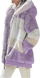 [DuBom] Hoodies for Women Casual Winter Warm Sherpa Lined Fleece Sweatshirt Full Zip Up Thick Hooded Jacket