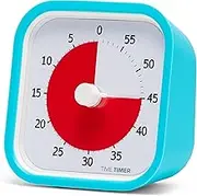 Time Timer MOD (Sky Blue) 60 Minute Visual Analog Desktop Timer Durable Silicone Case Optional Alert (On/Off) Silent Operation (No Ticking) 3.5” Square
