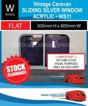 Caravan Window ( SLIDING ) Flat Acrylic 300mm x 800mm Silver WS11