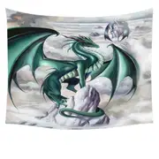 Tempest Clouds Cliffs Dragons Tapestry
