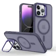 IPhone 12 Case,Compatible With MagSafe,Built-in Stash Stand Phone Case,Scratch-Resistant Back Cover-Purple