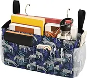 Bedside Pocket For Dorm Desk Hanging Organizer Bag for Home, College, Dorm, Bunk/Hospital Bed, Crib Bed Rails Tigers Forests Animals Plants