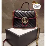 二手真品GUCCI 古馳GG MARMONT 系列迷你手提包 皮革包 肩背包 583571 現貨