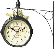 Double Sided Clock Waterproof Double-Side Round Wall ing Clock Quiet Clocks Coffee Bar Home Ornaments for Patio, Garage, Train Station Clock