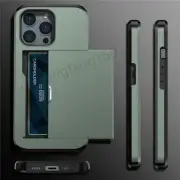 Shockproof Case For iPhone 16 14 13 12 15 Pro Max Slide Wallet Card Holder Cover