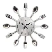 Timelike Kitchen Wall Clock, 3D Removable Modern Creative Cutlery Kitchen Spo...