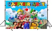 Mario Backdrop,Mario Birthday Party Banner Background for Photography Children Birthday Party Decoration Supplies, Multicolor, (5x3ft)